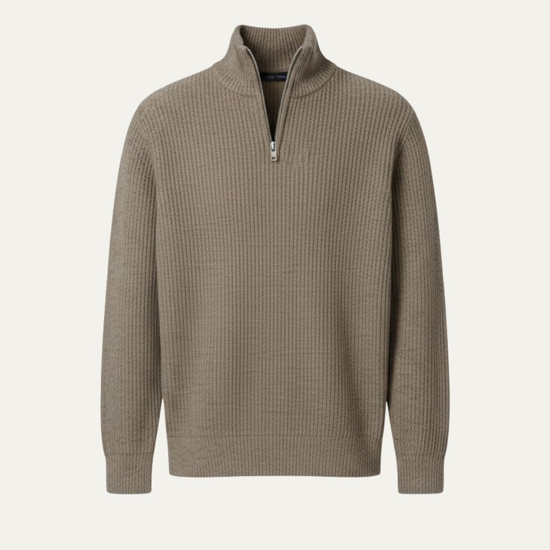 Pullover Herren Quarter Zip | Gerippt Lässig Gemütlich Maßgeschneidert