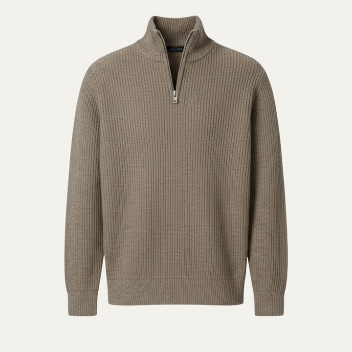 Pullover Herren Quarter Zip | Gerippt Lässig Gemütlich Maßgeschneidert