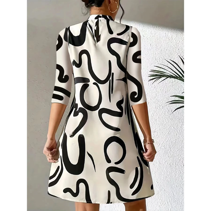 Stellah | 3/4 Ärmel Drucken Mini Kleid Für Frauen