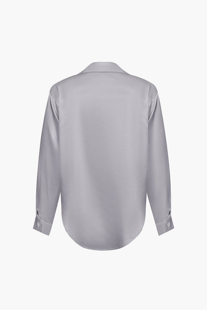 Lillian Satinbluse für Damen | Elegantes Langarmhemd mit lockerer Passform & zeitlosem Design