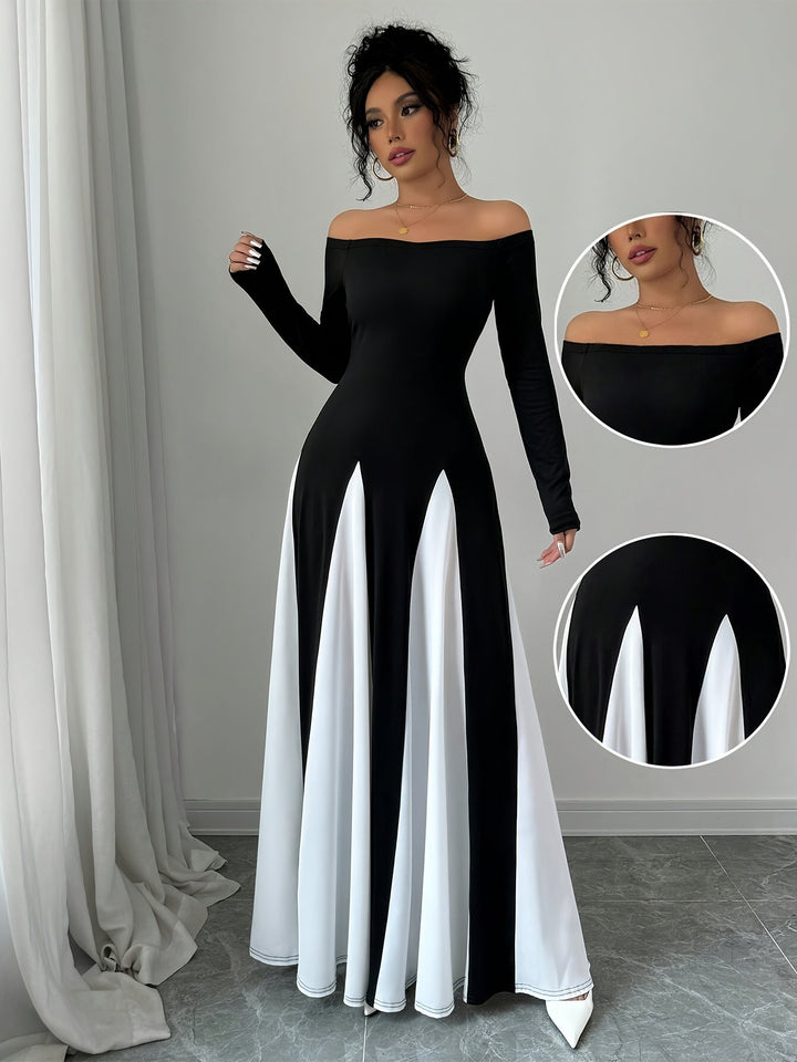 Melodia Frauenkleid mit freien Schultern | Langarm & Atemberaubende Eleganz