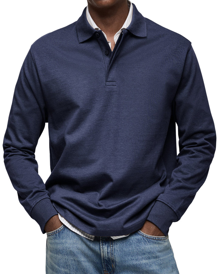 Herren Polohemd Langarm | Klassisches Hemd Soft