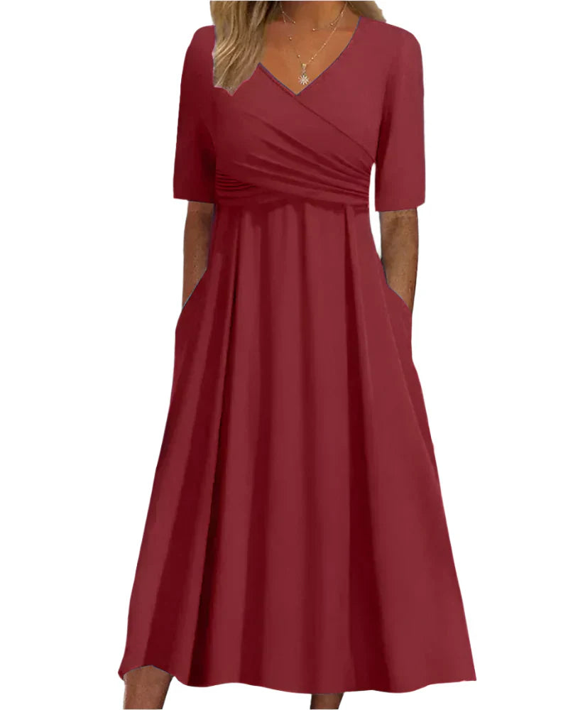 Marisha - Omslagsstil Midikleid mit Taschen