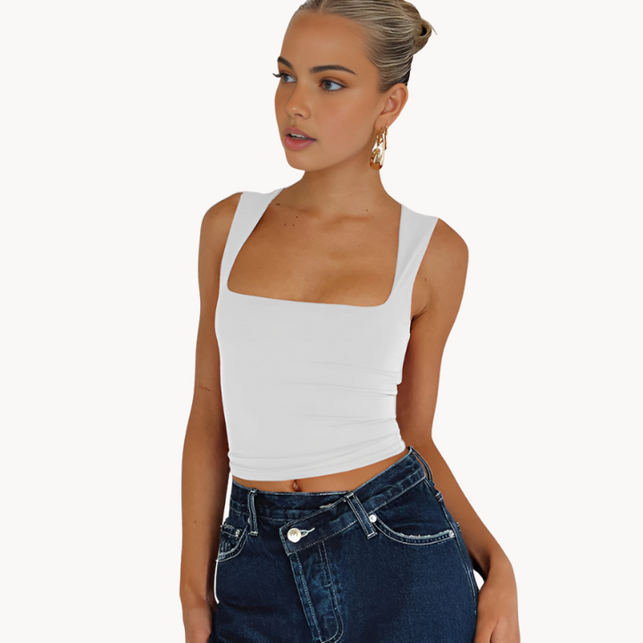Leni Eng anliegendes Damen-Top mit eckigem Ausschnitt & breiten Trägern | Eleganz & minimalistischer Komfort