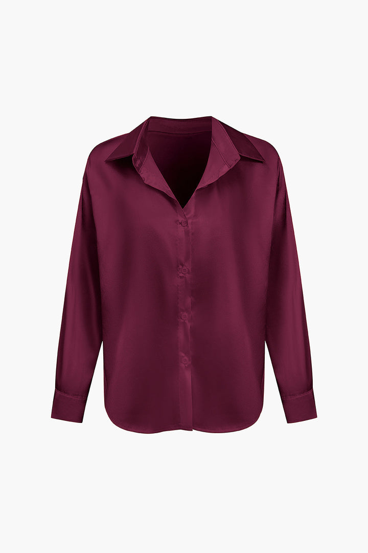 Lillian Satinbluse für Damen | Elegantes Langarmhemd mit lockerer Passform & zeitlosem Design