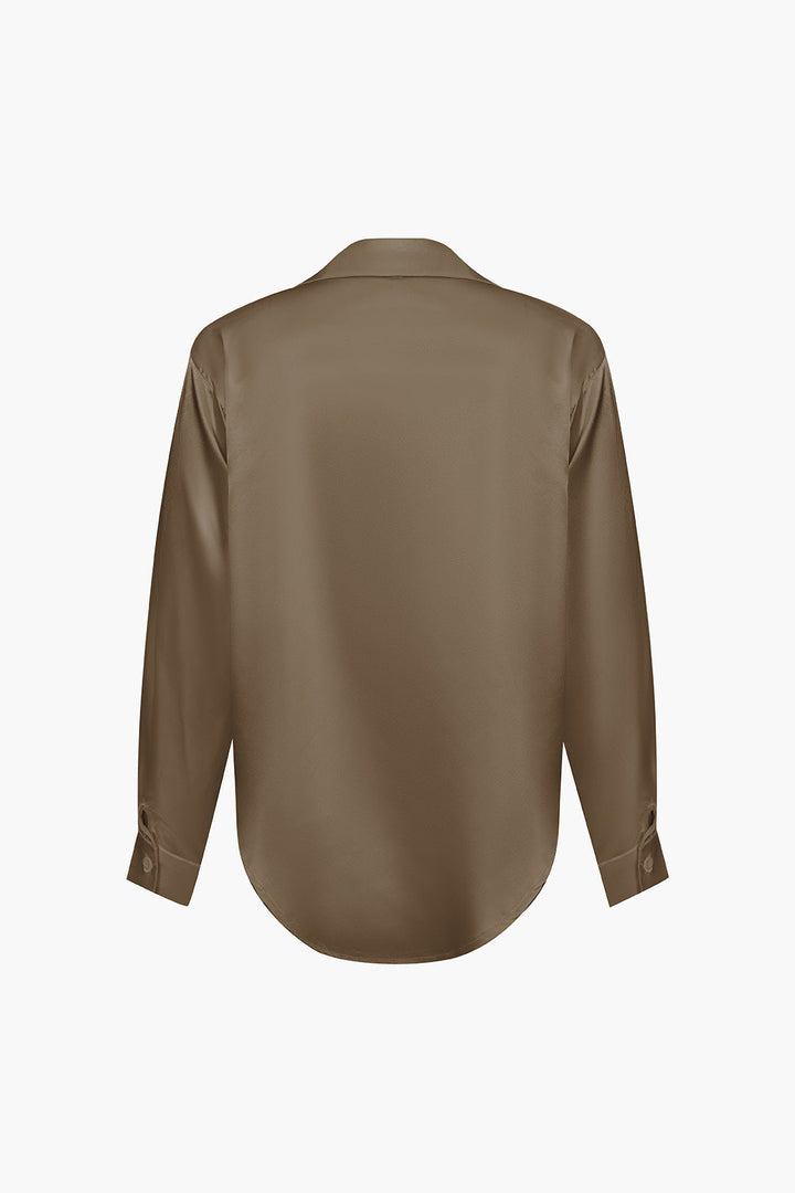 Lillian Satinbluse für Damen | Elegantes Langarmhemd mit lockerer Passform & zeitlosem Design