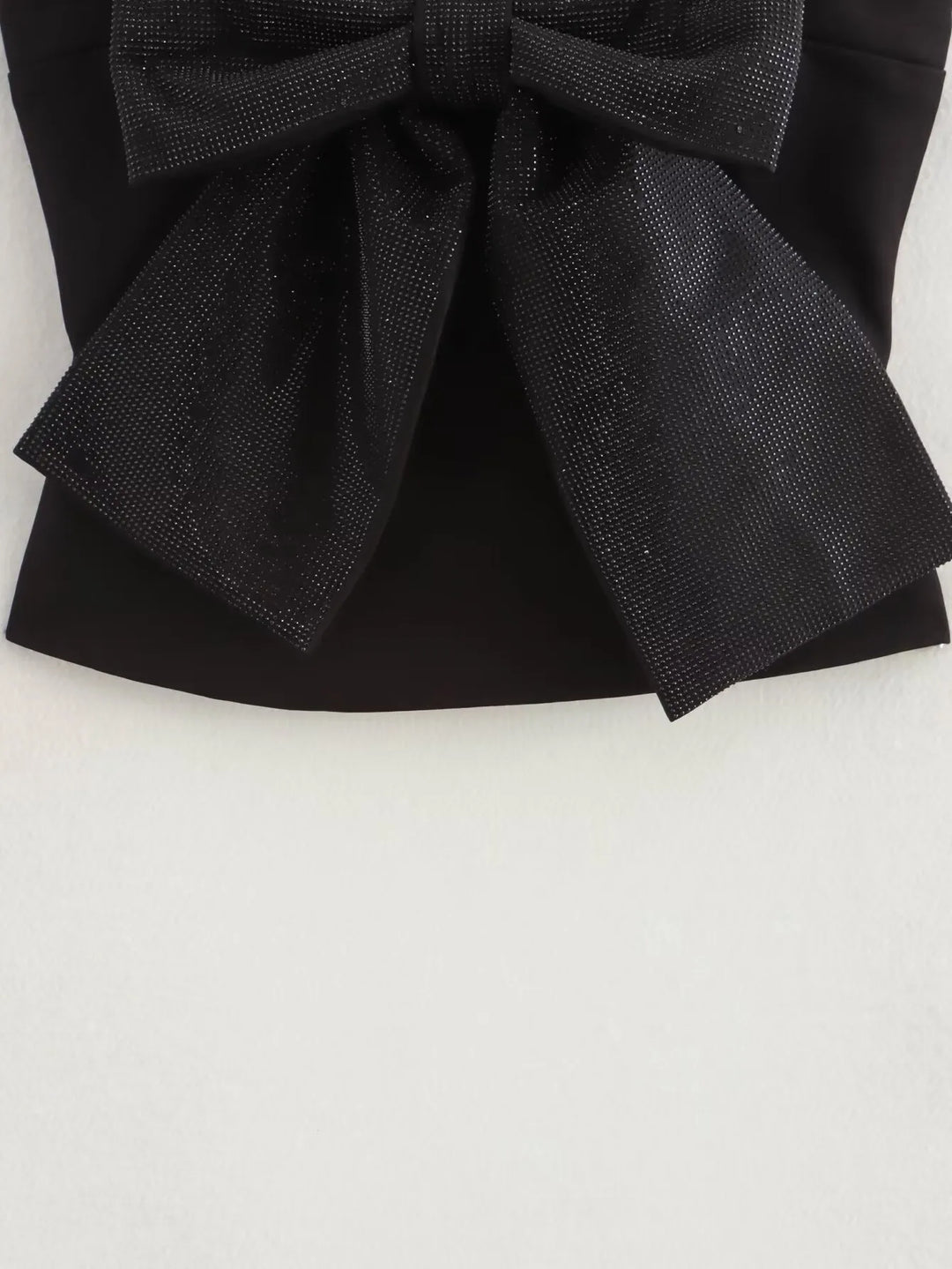 Loulou Damen Glitzertop mit Schleife | Schwarzes Paillettentop für Partys & besondere Anlässe