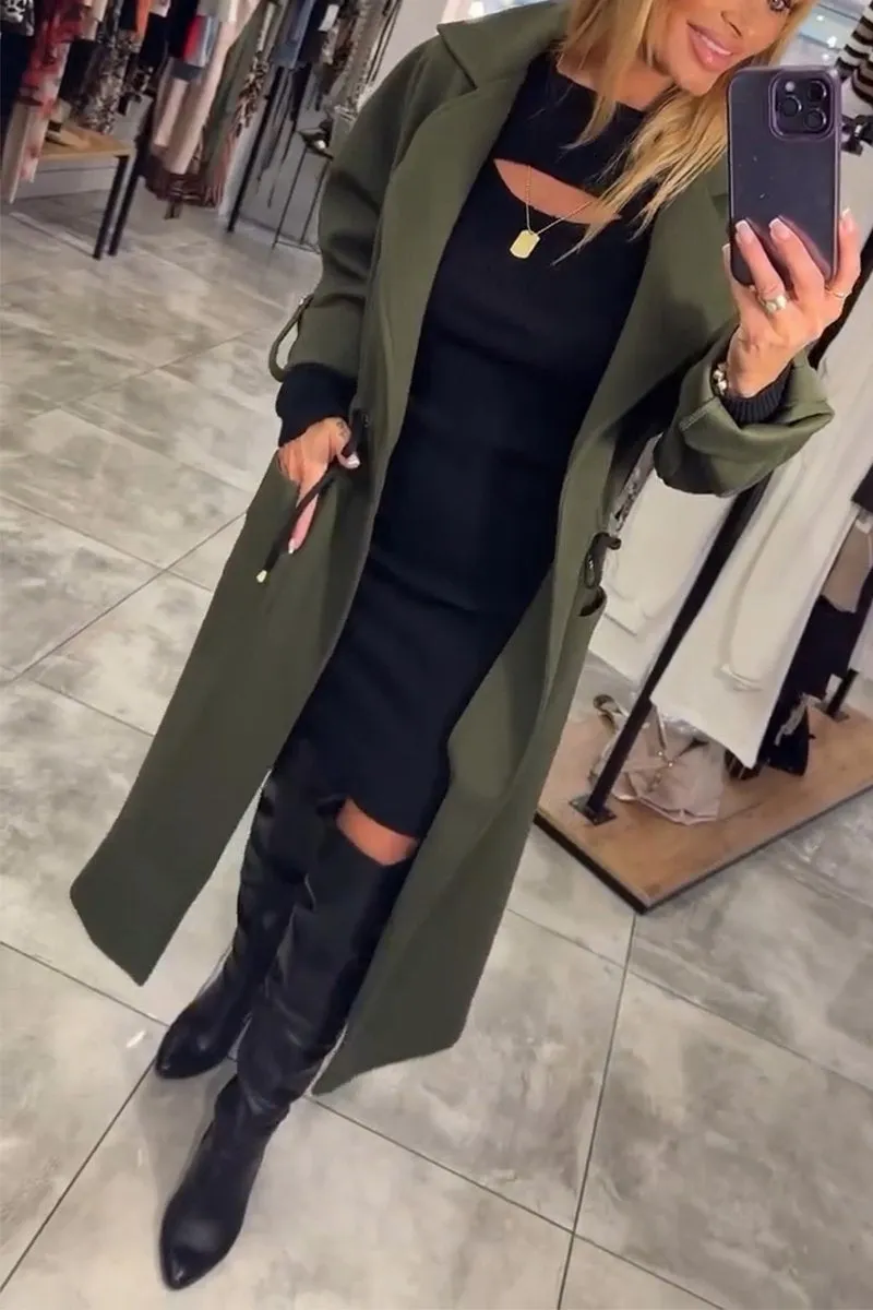 Eleganter, lässiger, langer Trenchcoat für Damen