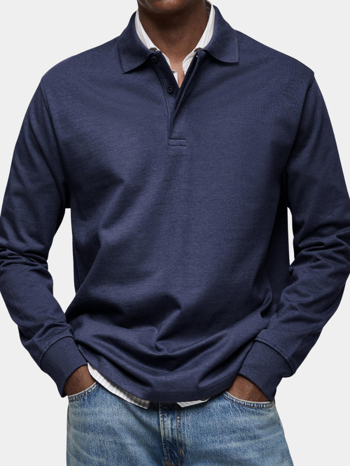 Herren Polohemd Langarm | Klassisches Hemd Soft