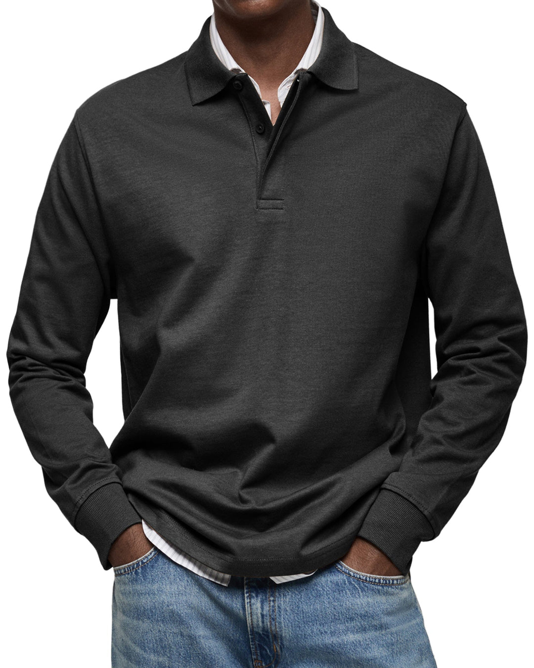 Herren Polohemd Langarm | Klassisches Hemd Soft