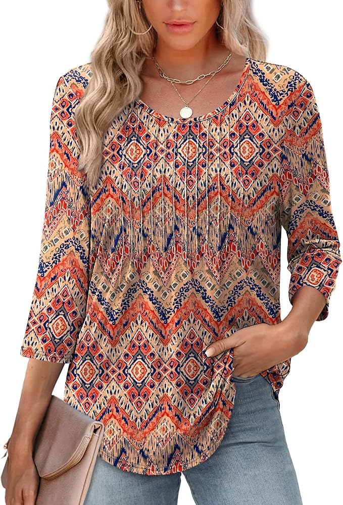 Afke Damen Oberteil mit Struktur und 3/4-Ärmeln | Bequemes Shirt für Büro & Freizeit