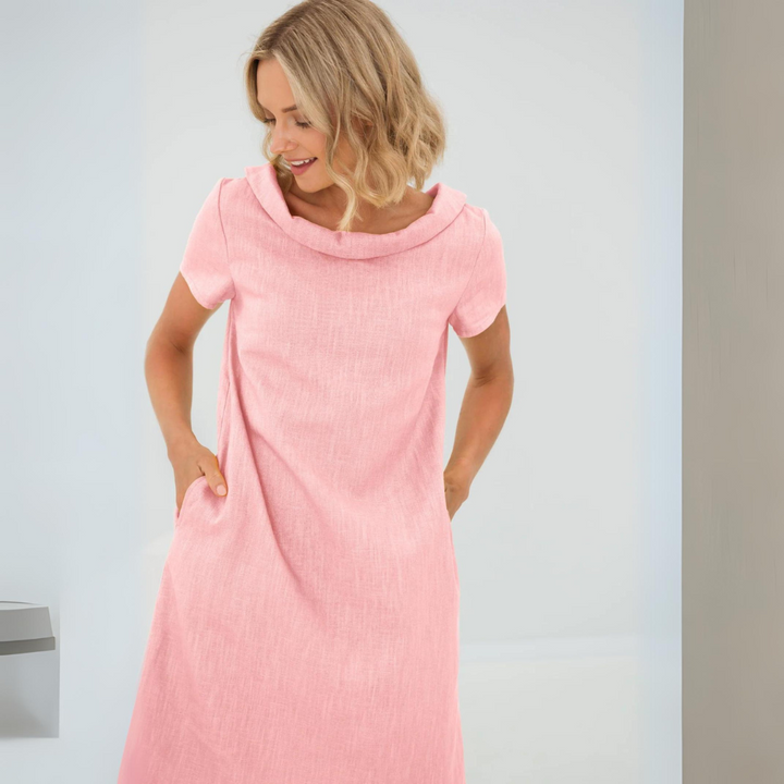 Alina Leinen Kleid mit Taschen | Weich & Atmungsaktiv | Perfekt für den Sommer