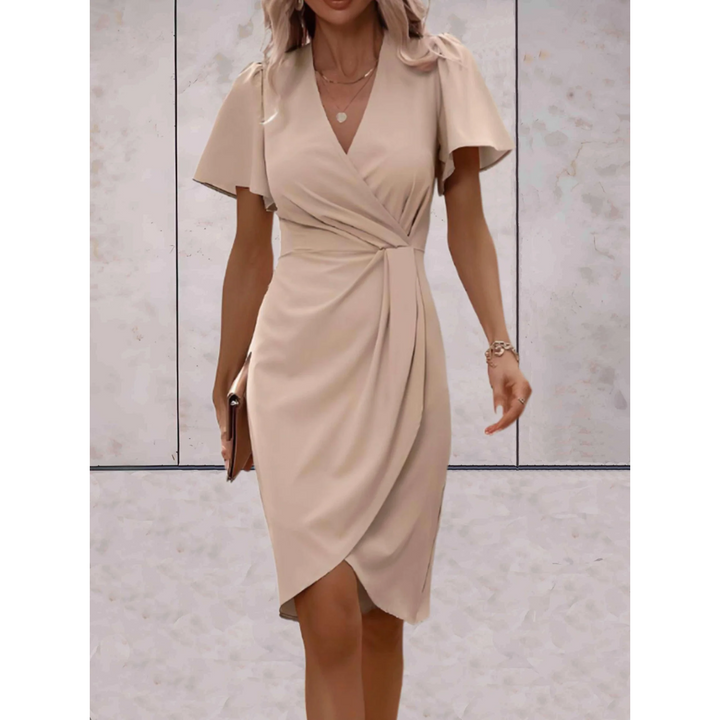 Evelina Wickelkleid für Frauen | Elegantes Kleid mit V-Ausschnitt, fließenden Ärmeln und bequemer Passform