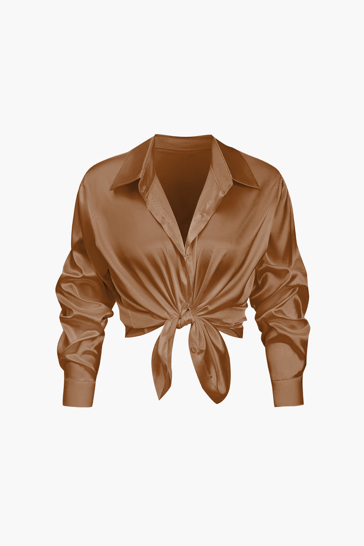 Lillian Satinbluse für Damen | Elegantes Langarmhemd mit lockerer Passform & zeitlosem Design