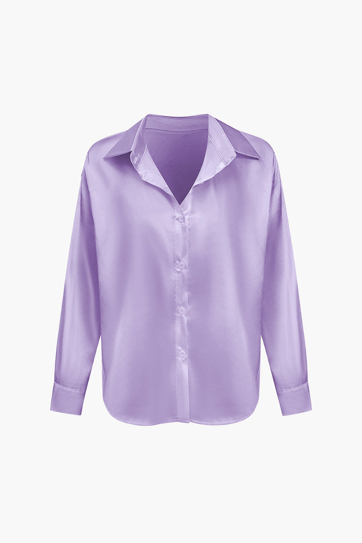 Lillian Satinbluse für Damen | Elegantes Langarmhemd mit lockerer Passform & zeitlosem Design