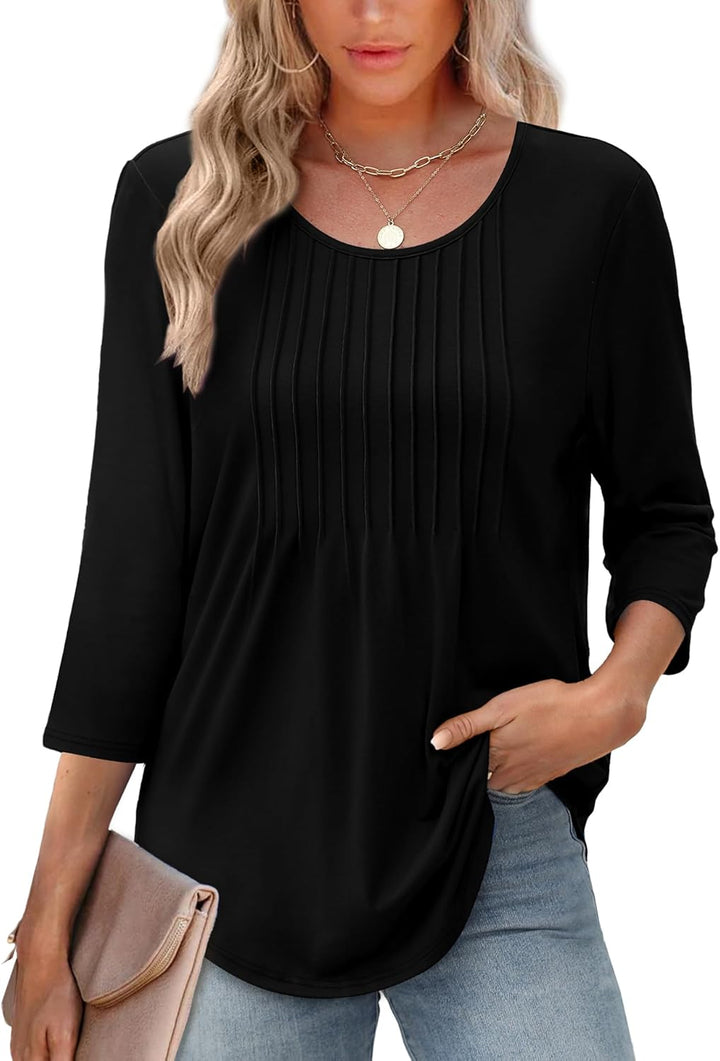 Afke Damen Oberteil mit Struktur und 3/4-Ärmeln | Bequemes Shirt für Büro & Freizeit