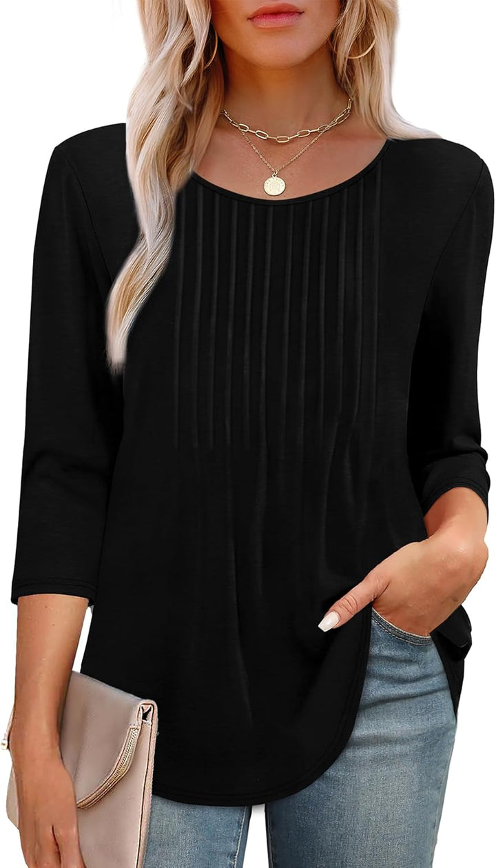 Afke Damen Oberteil mit Struktur und 3/4-Ärmeln | Bequemes Shirt für Büro & Freizeit