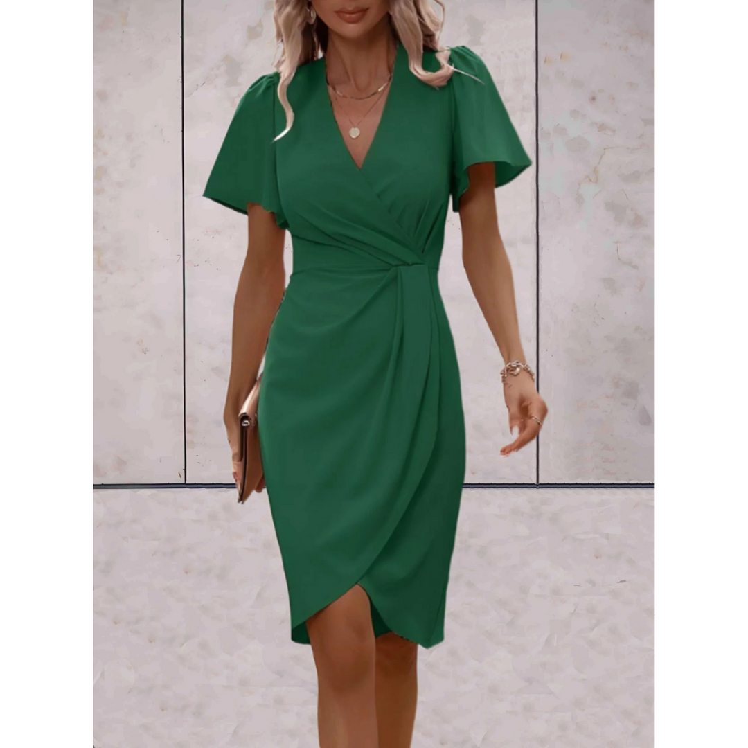Evelina Wickelkleid für Frauen | Elegantes Kleid mit V-Ausschnitt, fließenden Ärmeln und bequemer Passform