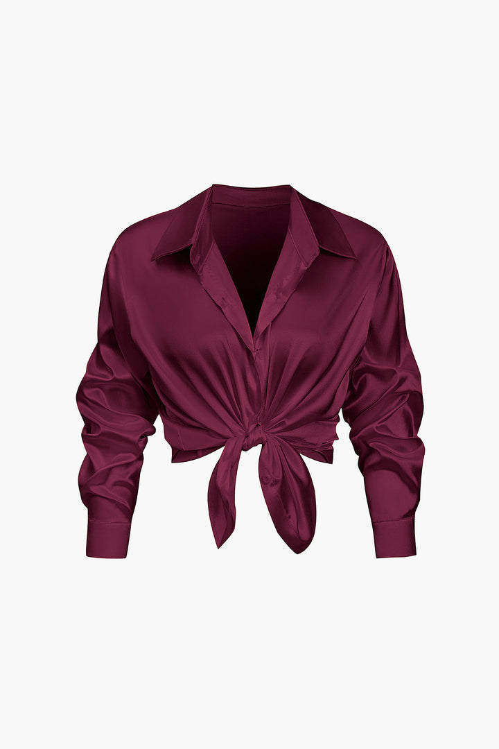Lillian Satinbluse für Damen | Elegantes Langarmhemd mit lockerer Passform & zeitlosem Design