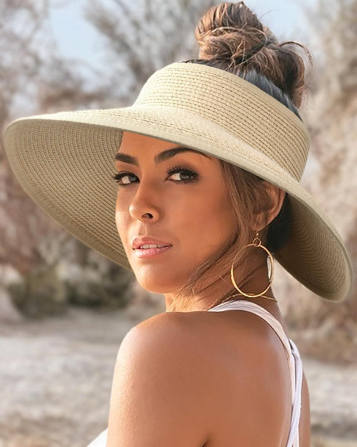 Visera solar Nicky para mujer con protección UV | Diseño abierto y ala ancha para verano y playa