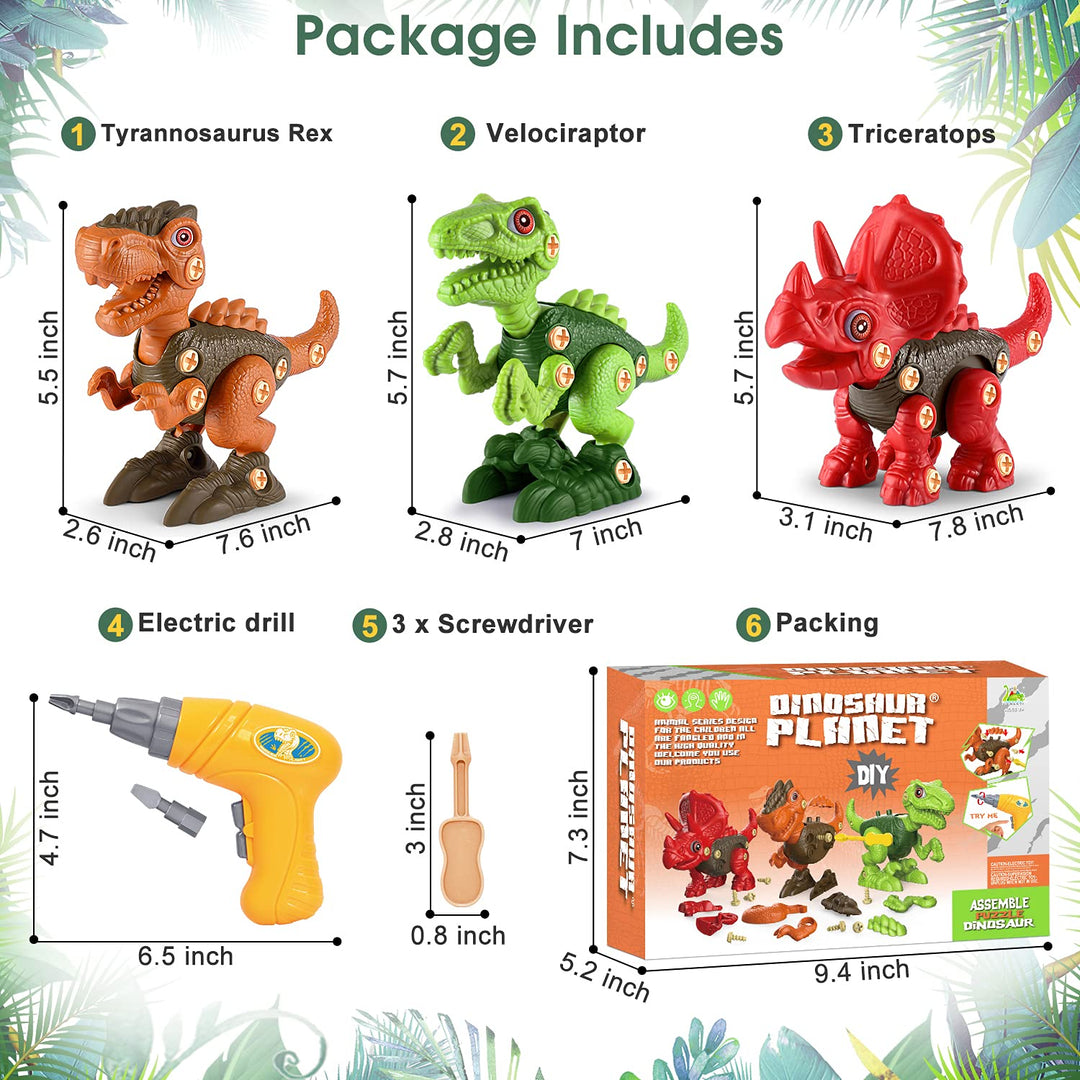 Interaktiver Dinosaurier-Baukasten für Kinder | T-Rex, Triceratops & Velociraptor