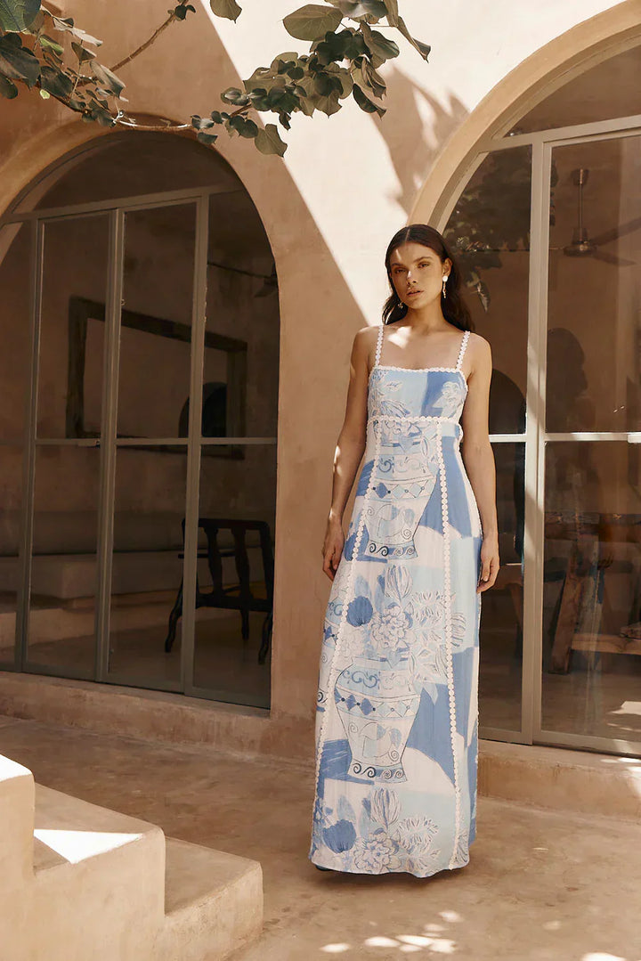 Charme Kleid Maxi Damen | Elegant fließende Passform | Zeitloses Design für jeden Anlass