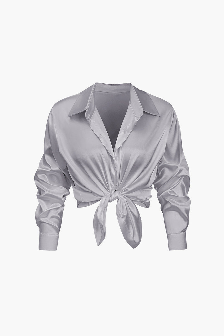 Lillian Satinbluse für Damen | Elegantes Langarmhemd mit lockerer Passform & zeitlosem Design