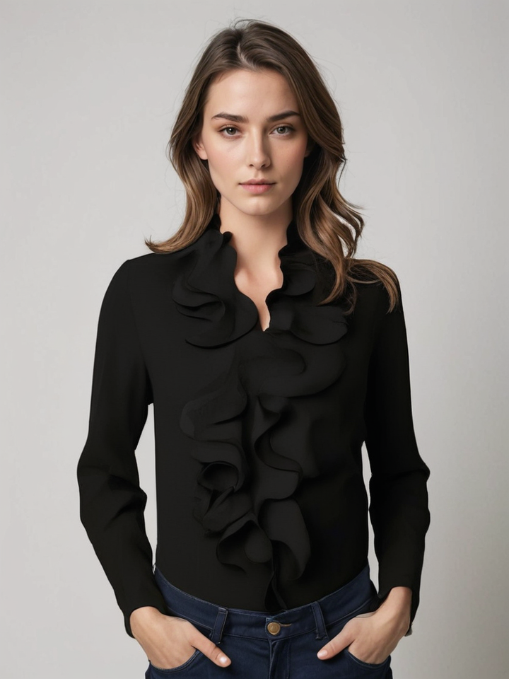 Celeste Elegante Bluse mit Rüschen und Knöpfen für Frauen | Chic & Komfort