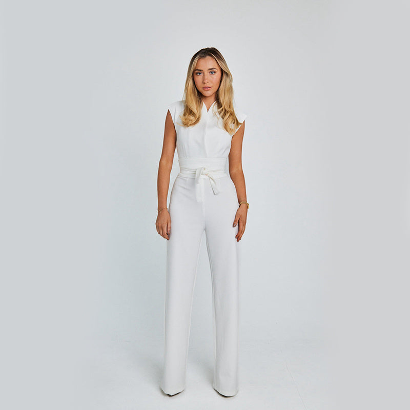 Seren Damen Jumpsuit | Eleganter ärmelloser Einteiler mit weitem Bein & minimalistischem Design
