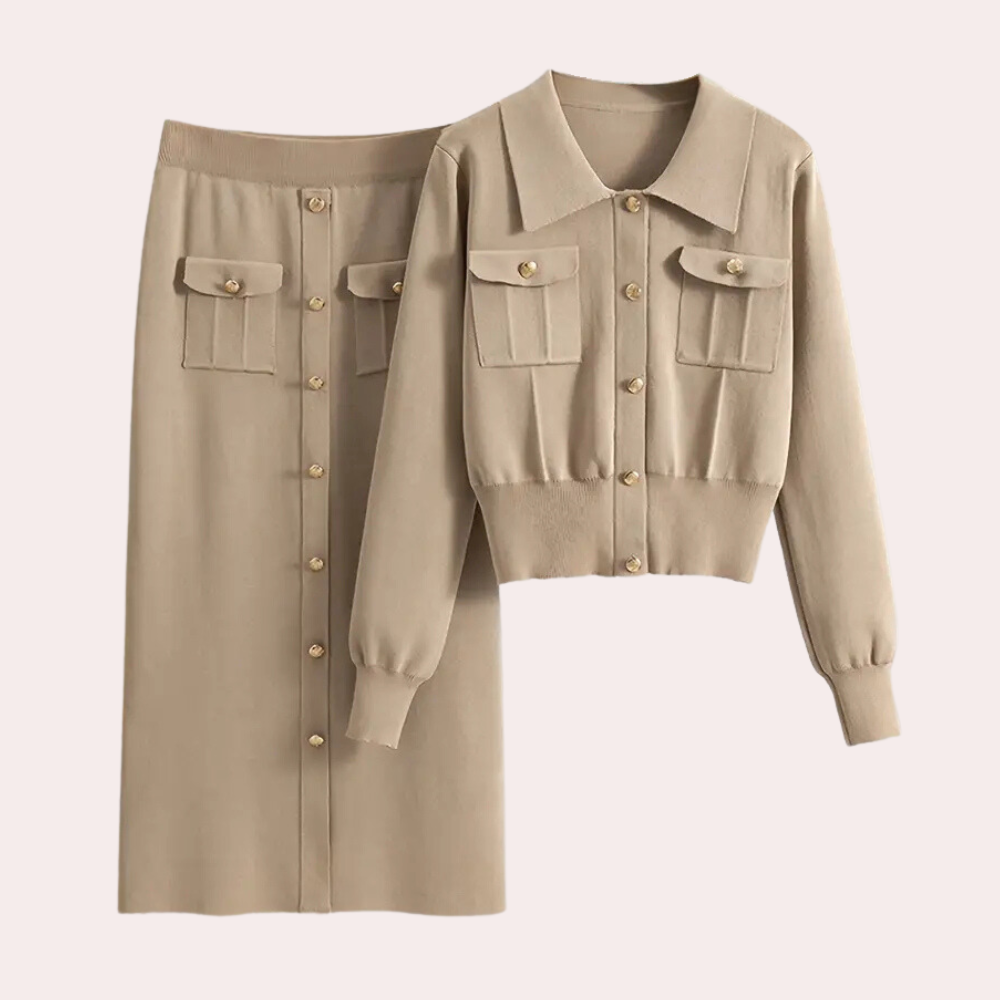 Celeste Zweiteiliges Damen-Outfit | Geknöpft & Elegant Style