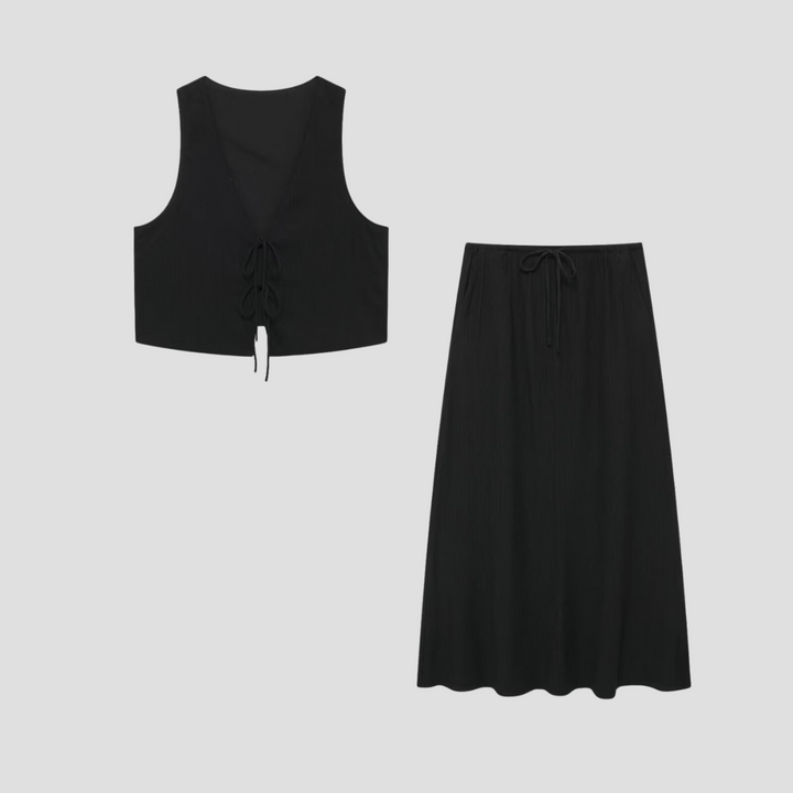 Seraphie Set Eleganter Midi-Rock für Frauen | Feminine Leichtigkeit & Sommerlicher Stil
