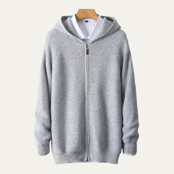 Merinowolle Zip Pullover Herren Luxus Kapuze Zip Kaschmir Weich