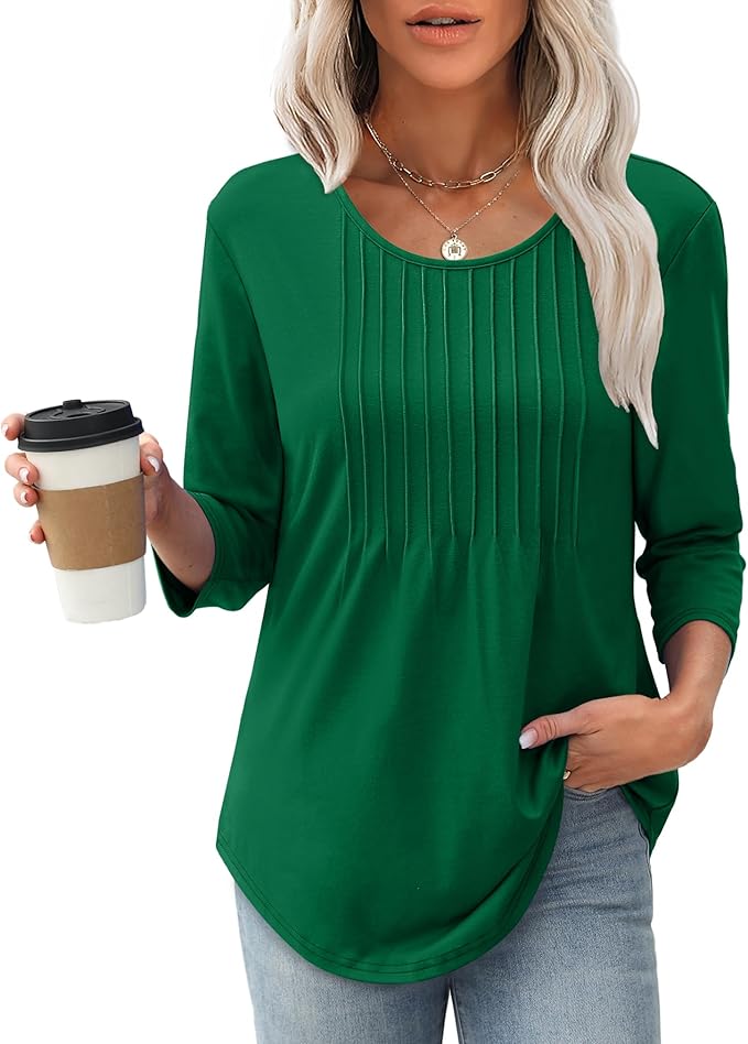 Afke Damen Oberteil mit Struktur und 3/4-Ärmeln | Bequemes Shirt für Büro & Freizeit