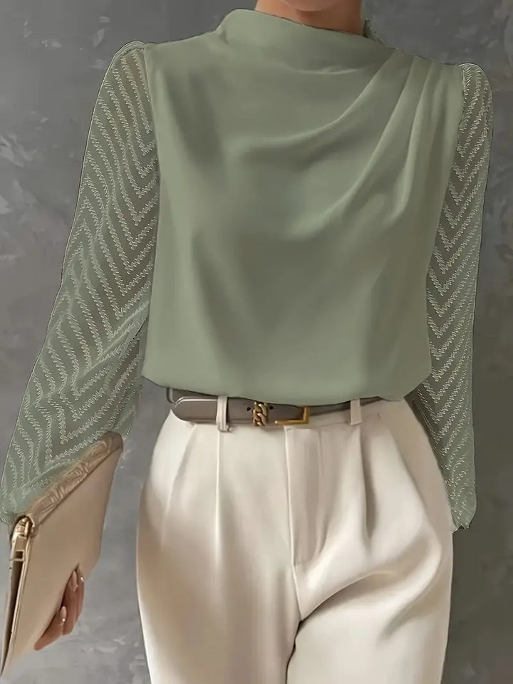 Elegante Bluse für Frauen | Transparente Ärmel & Volant-Ausschnitt