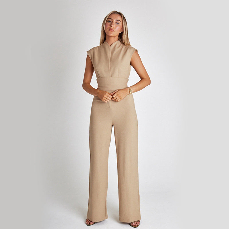 Seren Damen Jumpsuit | Eleganter ärmelloser Einteiler mit weitem Bein & minimalistischem Design