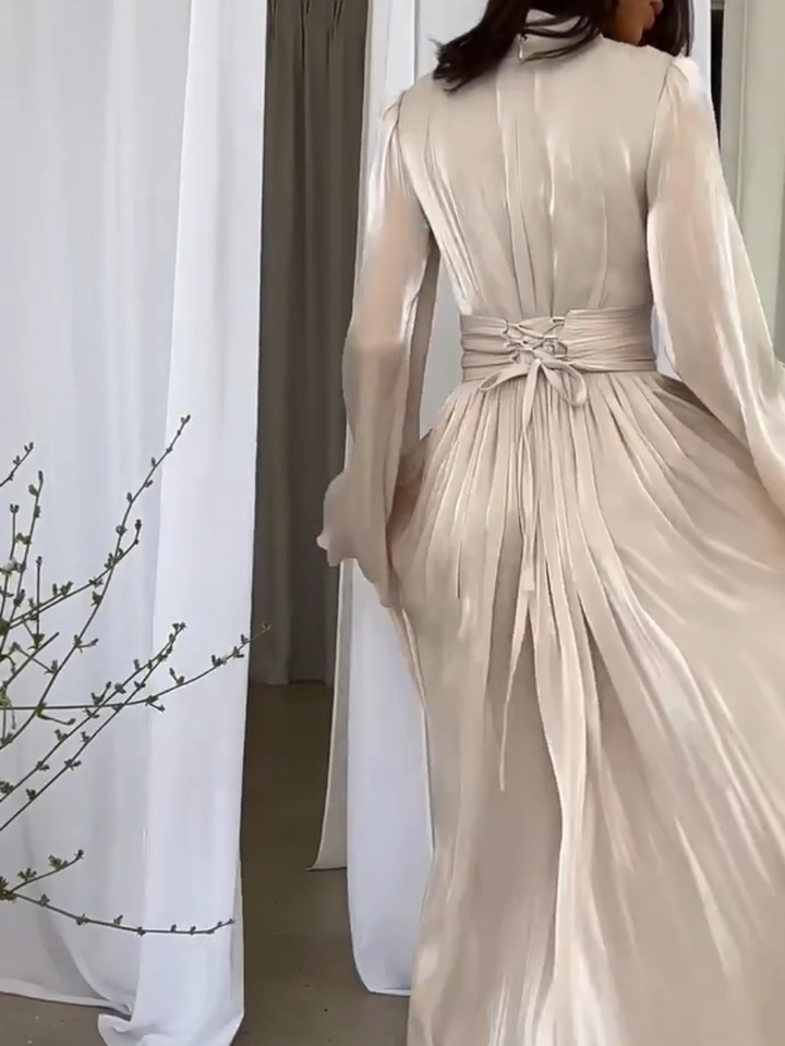 Pernille | Elegante Maxi Abaya Jurk met Strikceintuur
