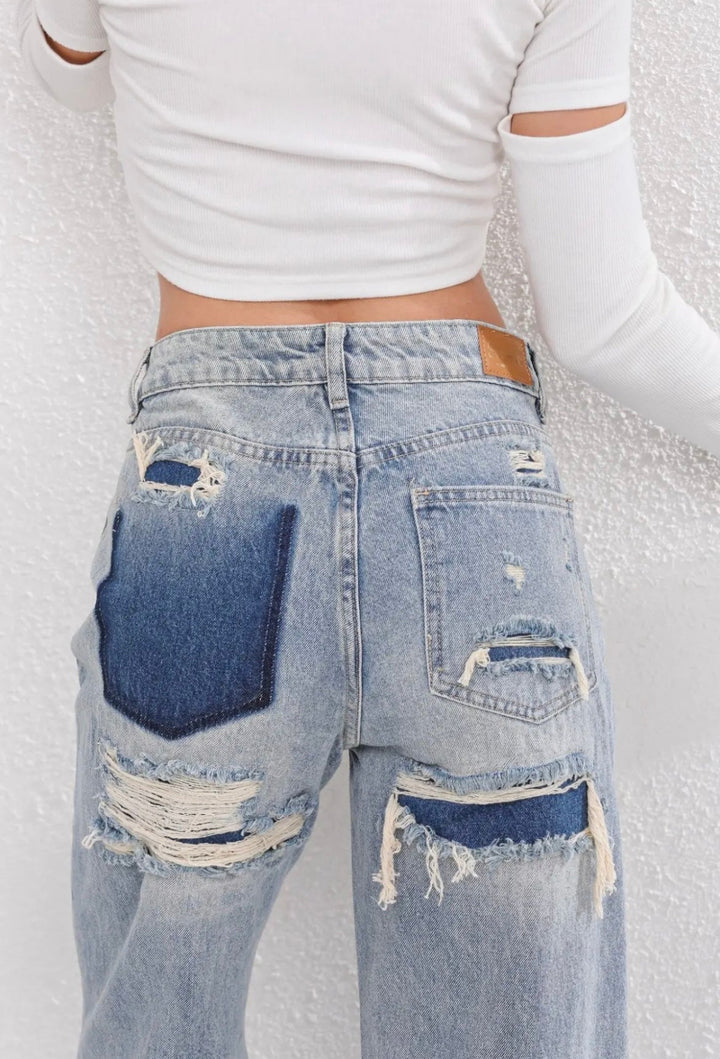 Becky Straight Leg Jeans | High-Waist mit Ripped Details