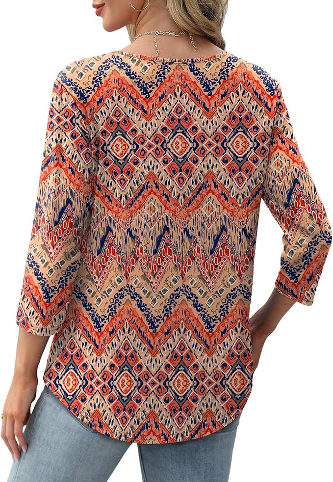 Afke Damen Oberteil mit Struktur und 3/4-Ärmeln | Bequemes Shirt für Büro & Freizeit
