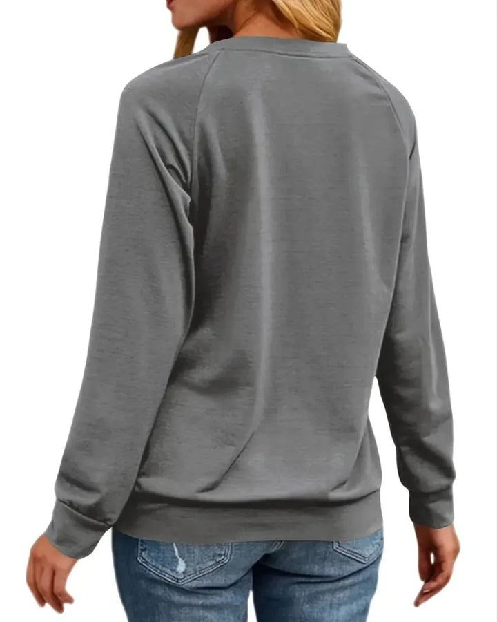 Damen Weihnachtspullover Rundhalsausschnitt | Rentier Druck Raglanärmel