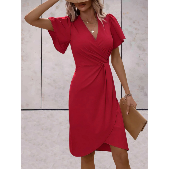 Evelina Wickelkleid für Frauen | Elegantes Kleid mit V-Ausschnitt, fließenden Ärmeln und bequemer Passform
