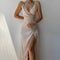 Maxikleid aus Satin mit Wickeloptik und Schlitz | Eleganz und Sinnlichkeit | Partytauglicher Style