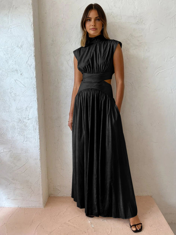Marcelina Maxikleid mit Rückenausschnitt und Falten | Elegantes Abendkleid für Damen