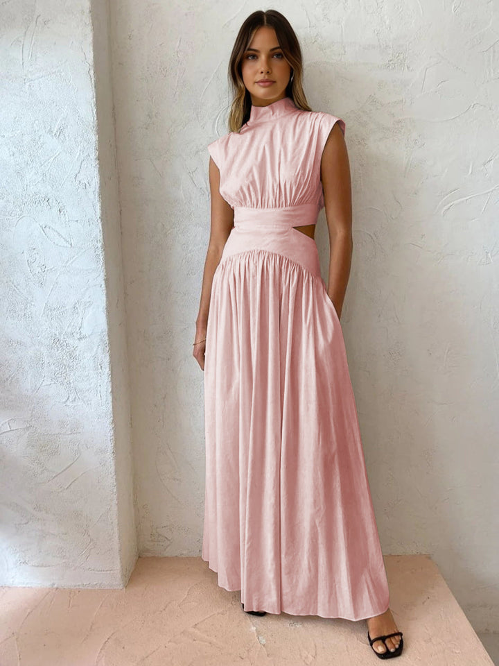Marcelina Maxikleid mit Rückenausschnitt und Falten | Elegantes Abendkleid für Damen