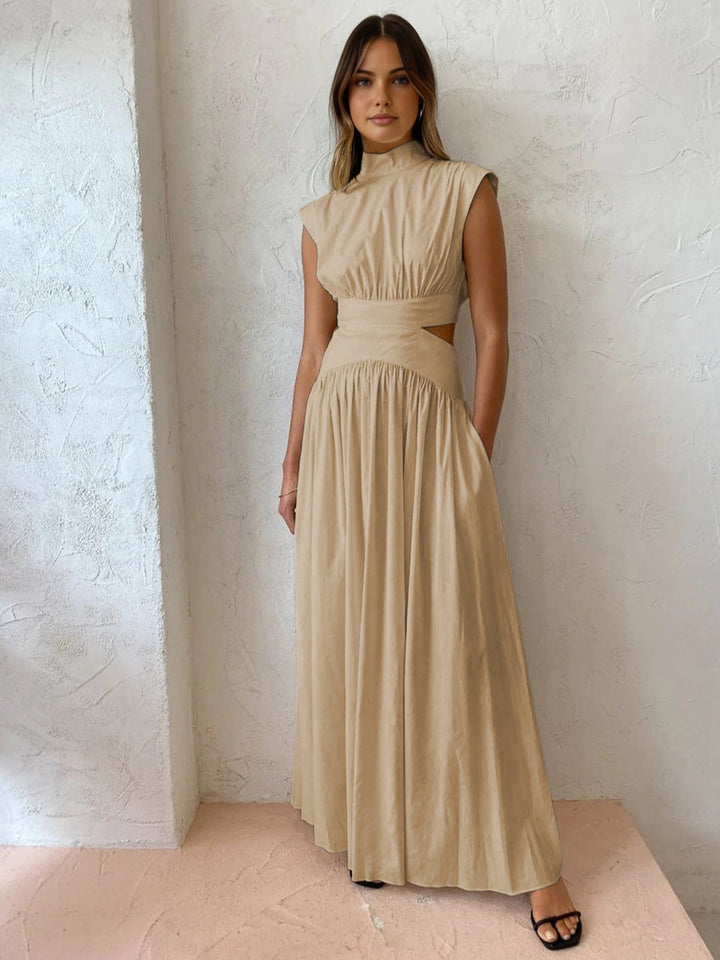 Marcelina Maxikleid mit Rückenausschnitt und Falten | Elegantes Abendkleid für Damen