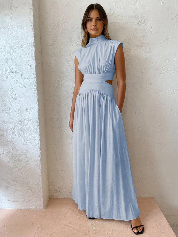 Marcelina Maxikleid mit Rückenausschnitt und Falten | Elegantes Abendkleid für Damen