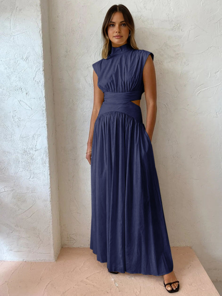 Marcelina Maxikleid mit Rückenausschnitt und Falten | Elegantes Abendkleid für Damen