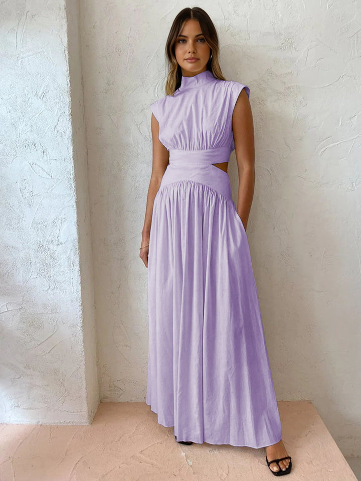 Marcelina Maxikleid mit Rückenausschnitt und Falten | Elegantes Abendkleid für Damen