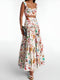 Zweiteiliges Set mit Meeresdruck | Bustier & Maxirock Sommerliches und feminines Design