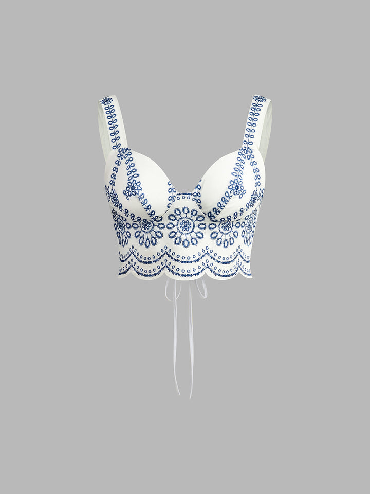 Zweiteiliges Set mit Stickerei | Bustier-Top & Maxirock | Sommerlich & Feminin