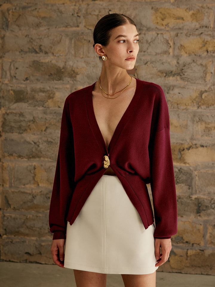 Marina Elegante Langarm-Strickjacke mit Juwelen-Detail | Chic & Raffinesse